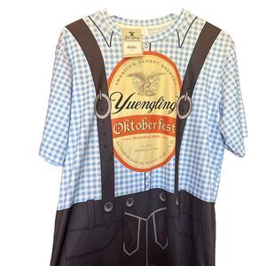 NWT Yuengling Oktoberfest T-Shirt Size L Brown Plaid Suspender Graphic Beer